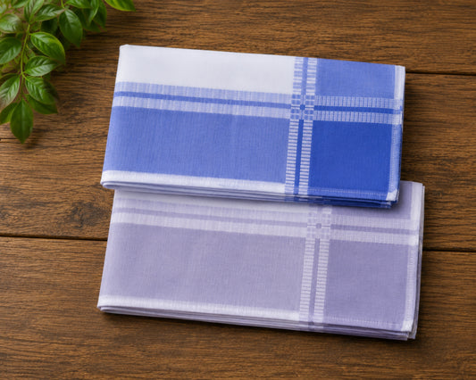 Men’s Cotton Handkerchiefs Pack of 12 Classic Check Border Design