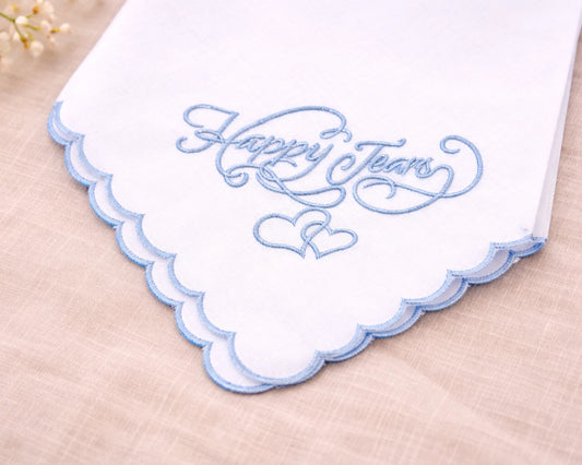 Women’s Embroidered Scalloped Edge Handkerchief Luxury Cotton Hanky