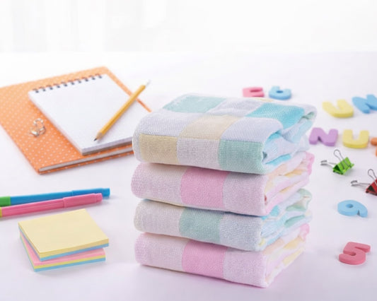 Single colorful plaid cotton handkerchief for kids with pastel squares made in the usa