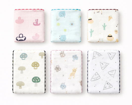 scalloped edge cotton kids printed hanky