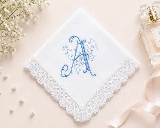 white bridesmaid lace embroidered handkerchief