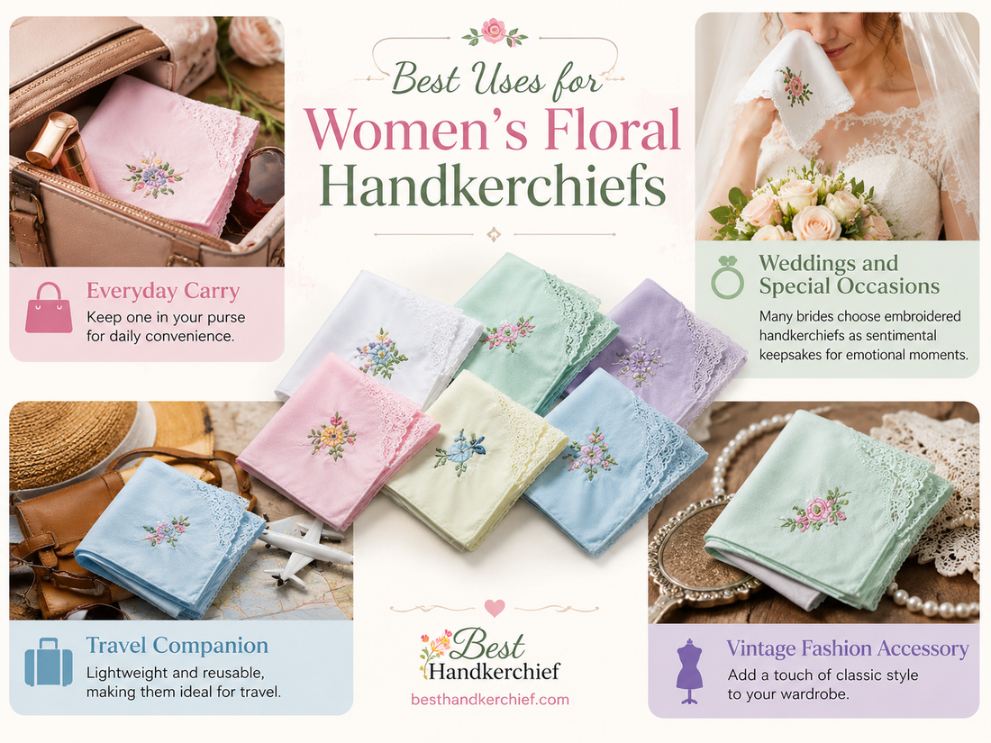 Women’s Cotton Soft Floral Embroidered Lace Hankies (6 Pack): The Perfect Blend of Style and Practicality