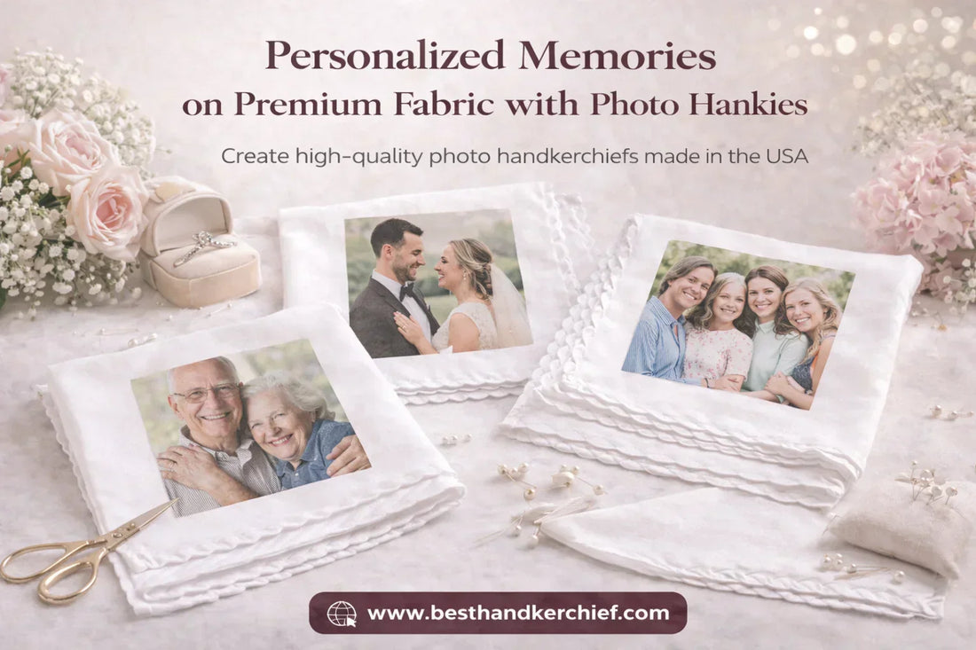 Personalized photo handkerchief custom wedding hankies memorial handkerchief gift printed photo keepsake bridal gift.