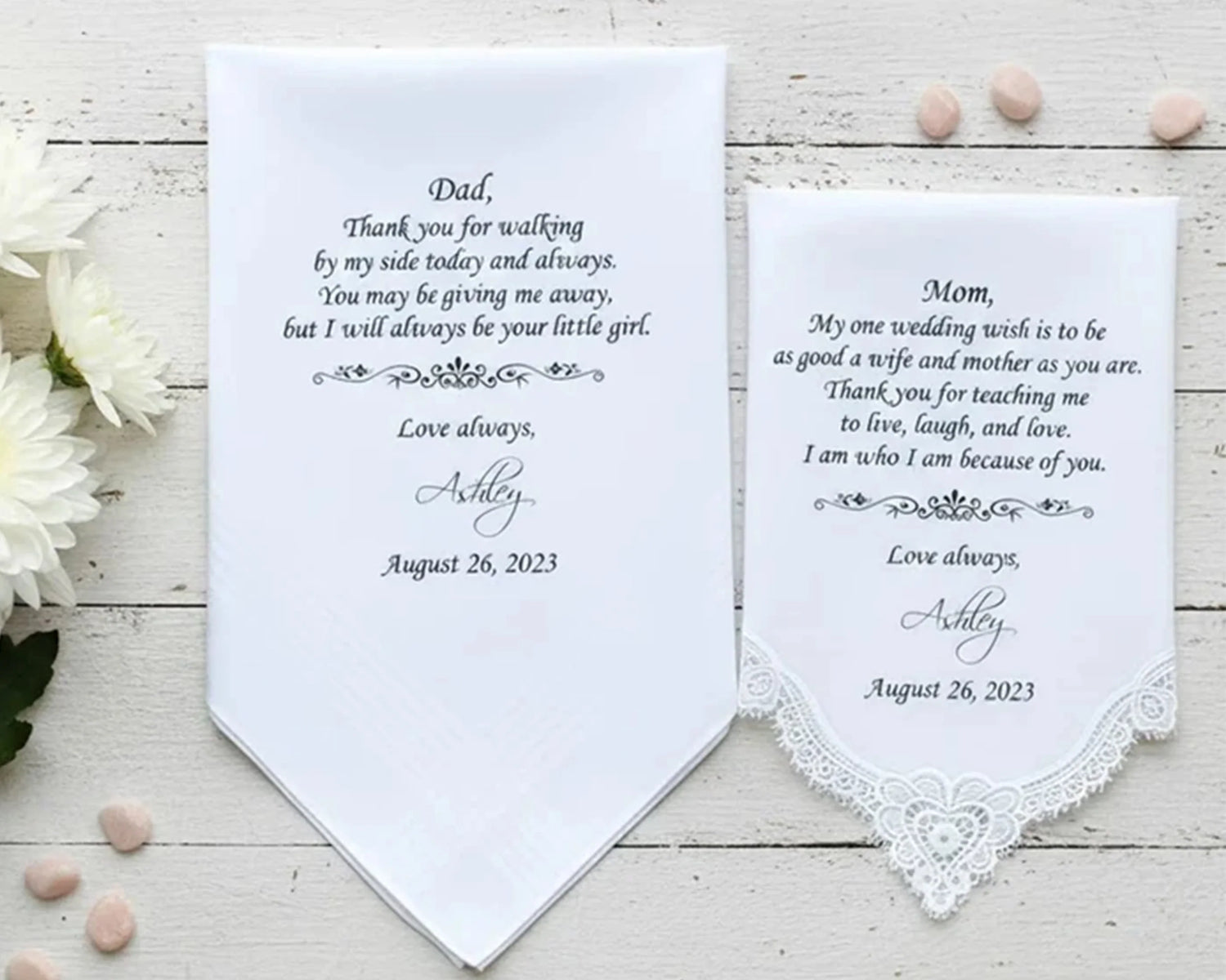 Hankies for Father & Mother of Bride