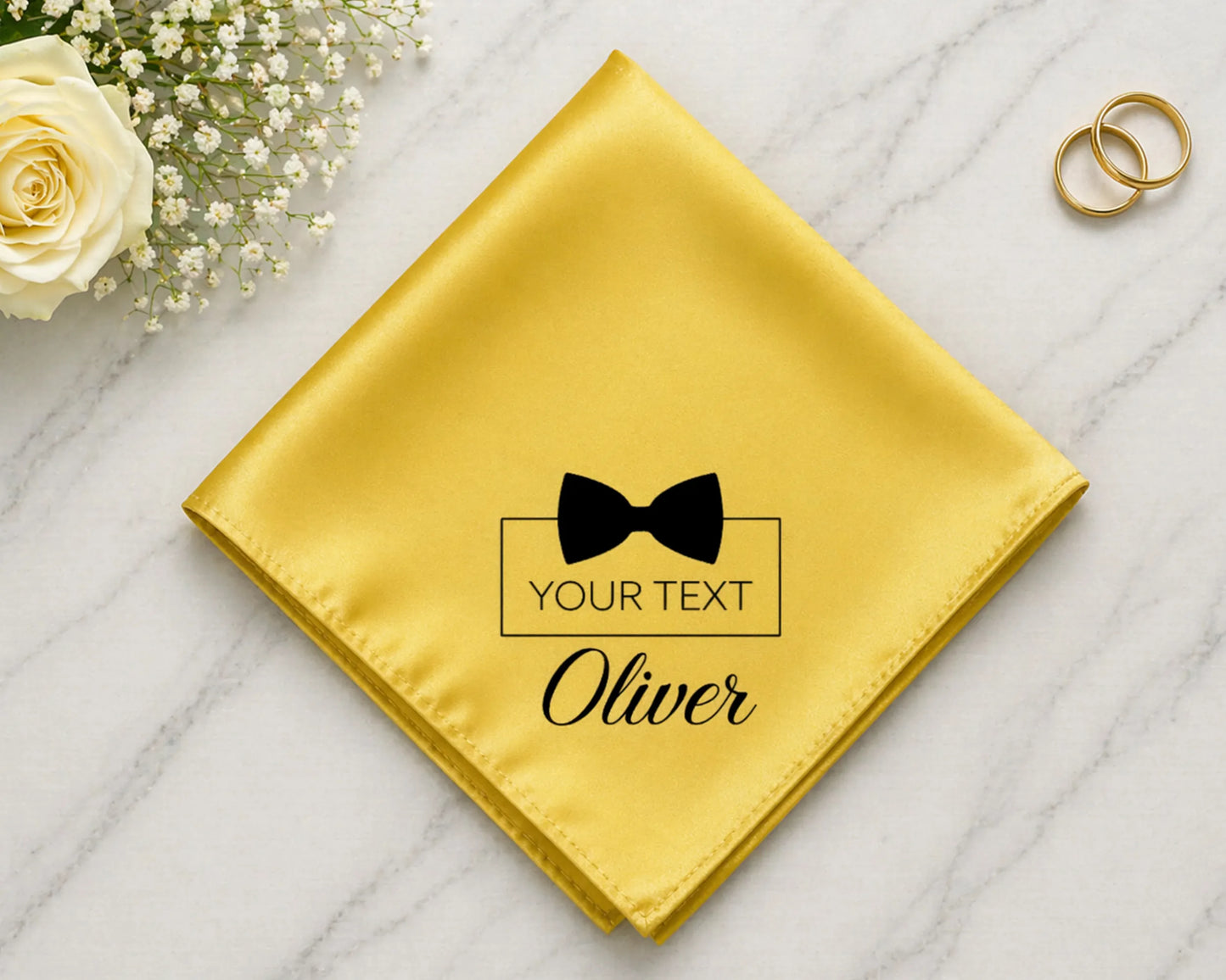 Custom Printed Satin Handkerchief for Groomsmen Wedding Hanky