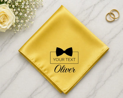 Custom Printed Satin Handkerchief for Groomsmen Wedding Hanky