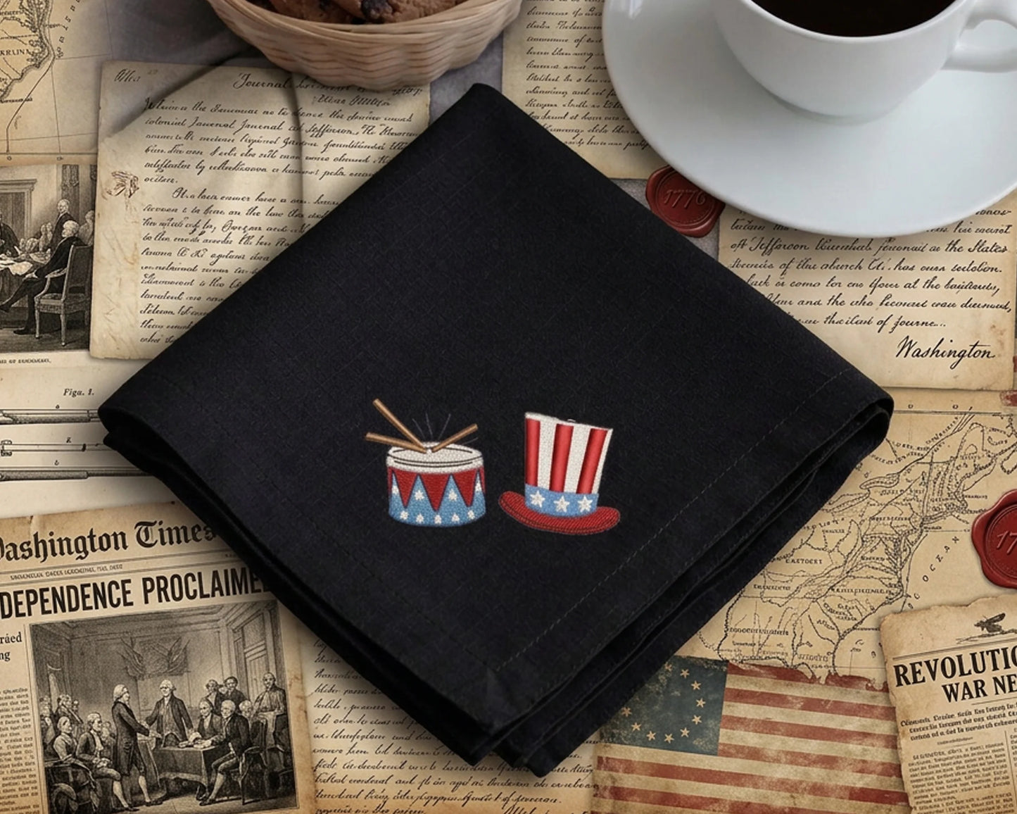 Premium Cotton Handkerchief Patriotic Embroidery Hanky