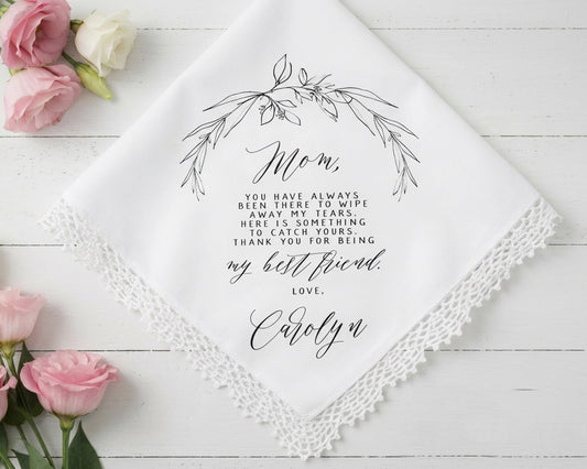 Artisan Scalloped Mom Wedding Handkerchief Gift