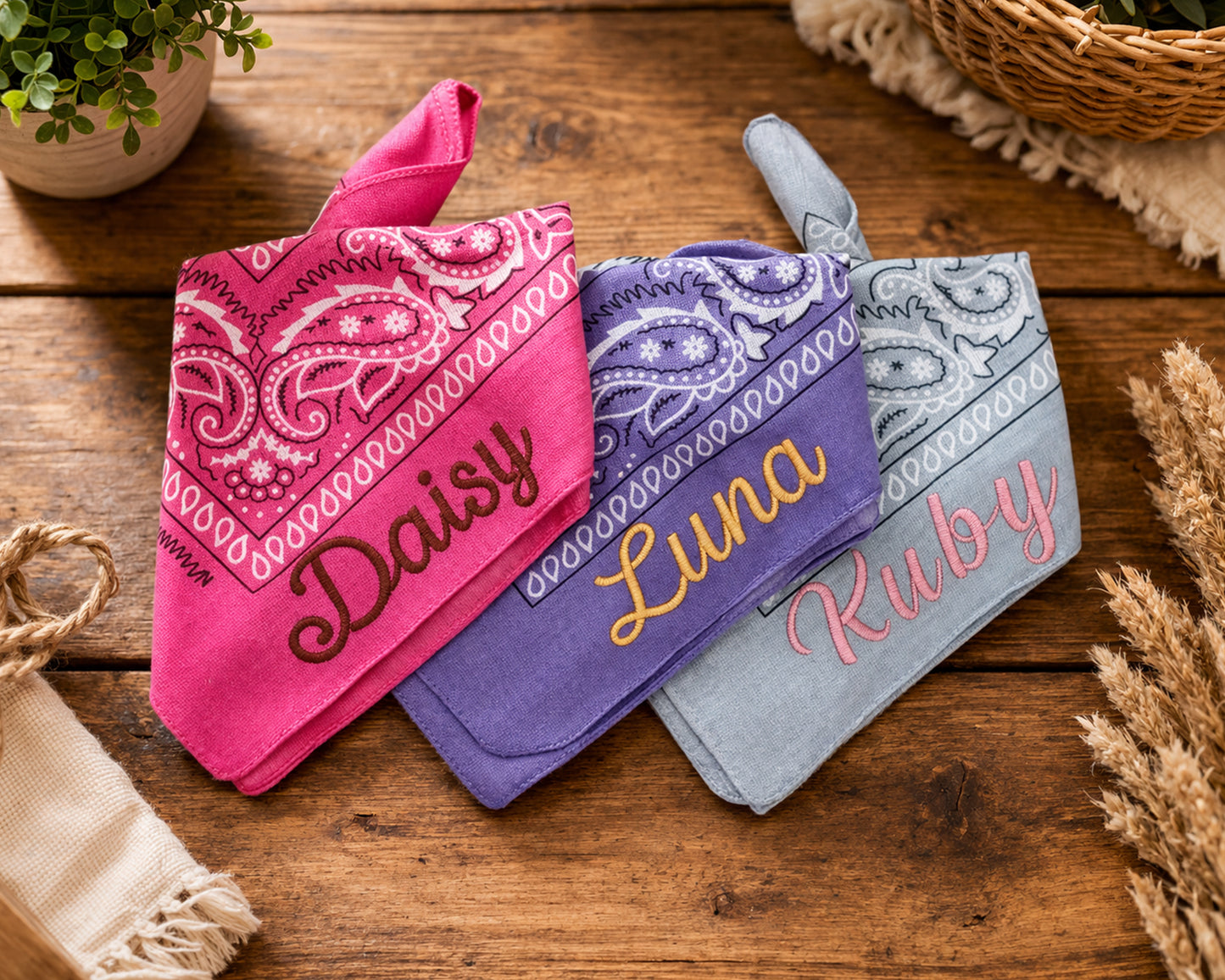 Personalized Embroidery Cotton Bandana with Name
