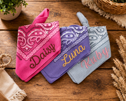 Personalized Embroidery Cotton Bandana with Name