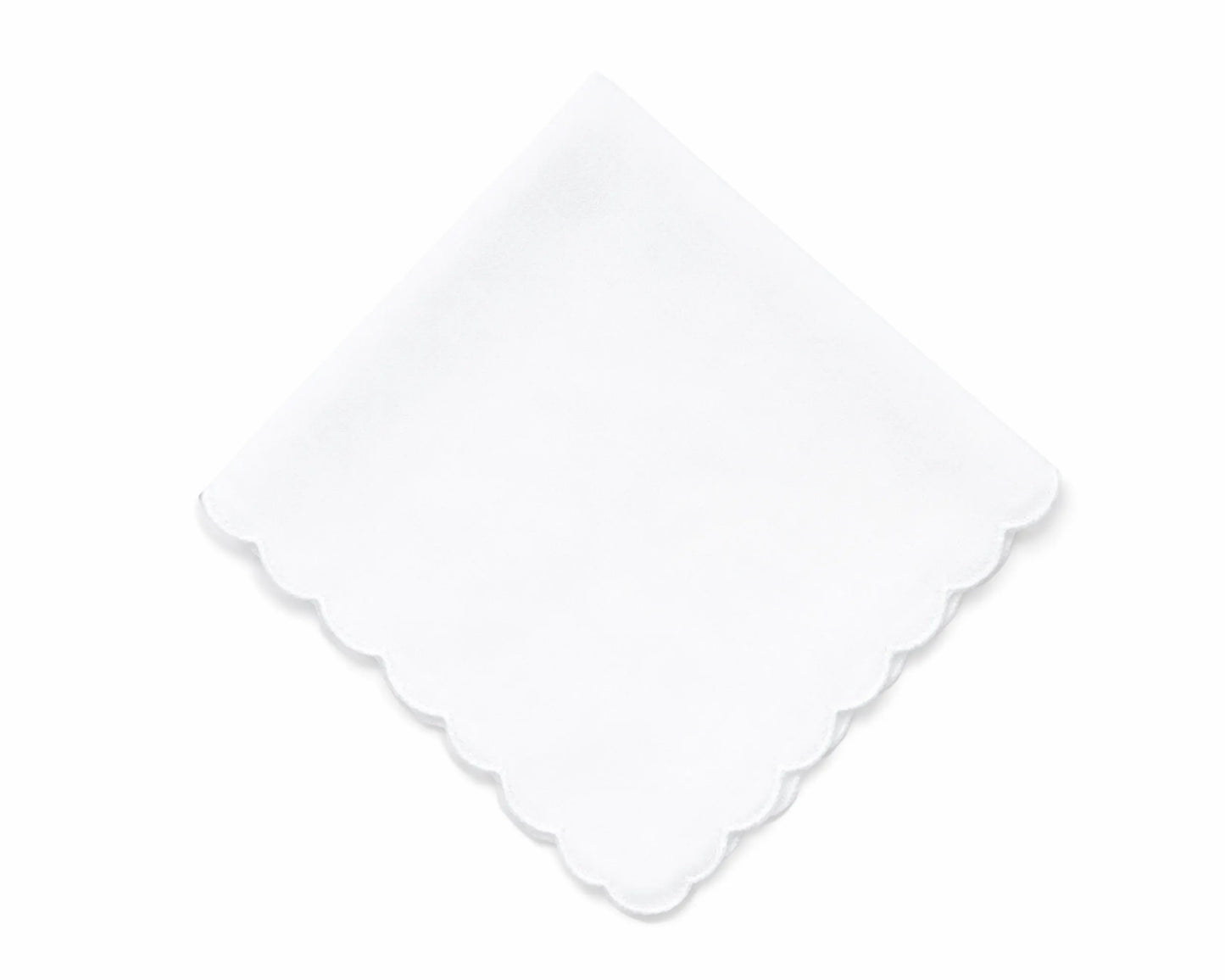 Mens White Cotton Handkerchief Bulk Set Scalloped Border Hankies