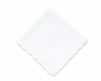 Mens White Cotton Handkerchief Bulk Set Scalloped Border Hankies