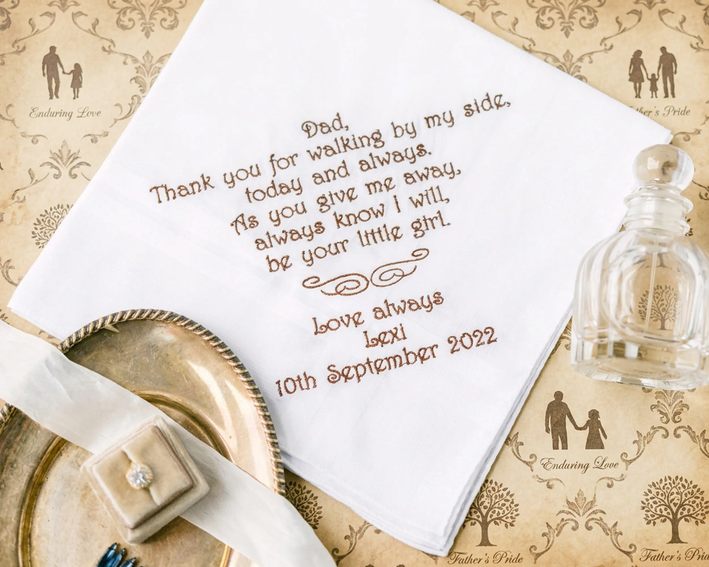 Custom Message Wedding Cotton Handkerchief for Father of the Bride
