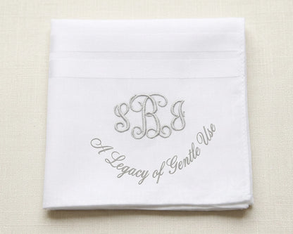 Custom Embroidered Monogrammed Cotton Hanky for Men
