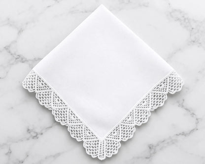 Wholesale White Lace Trim Cotton Soft Handkerchief Bulk Set