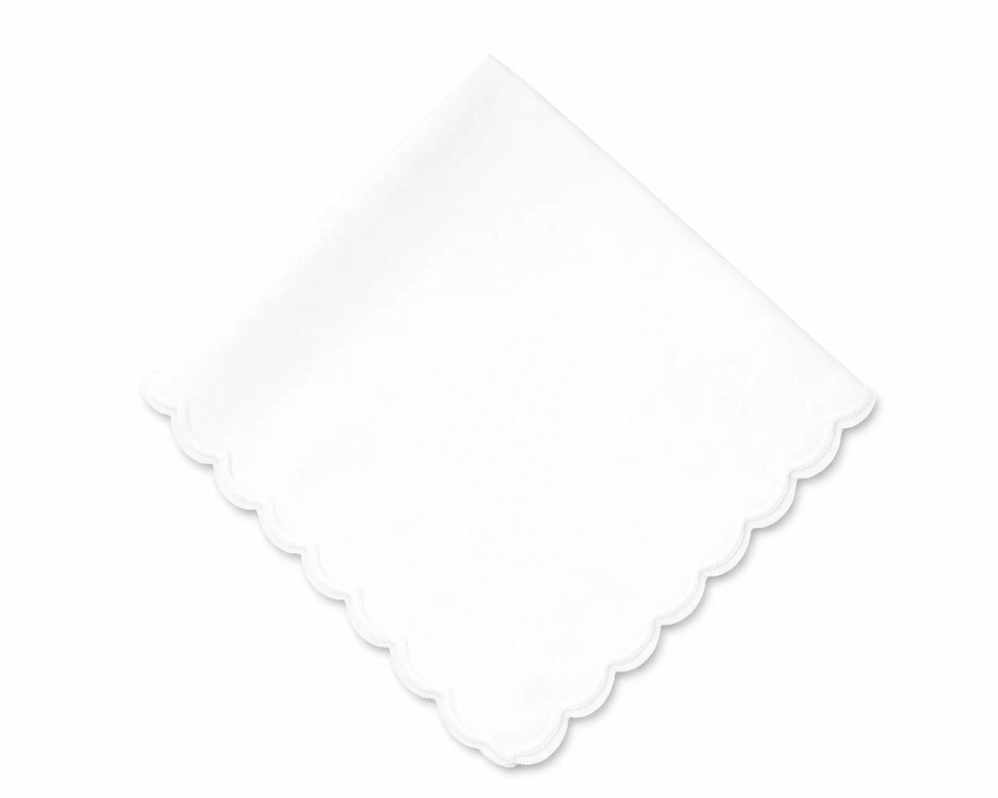 Wholesale White Scalloped Edge Cotton Plain Handkerchief Bulk Set