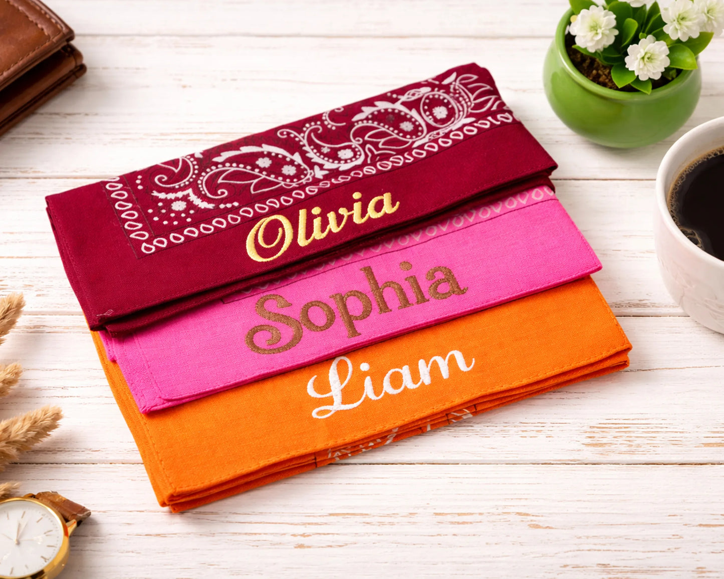 Custom Embroidered Cotton Bandana with Custom Name for Gifts & Events