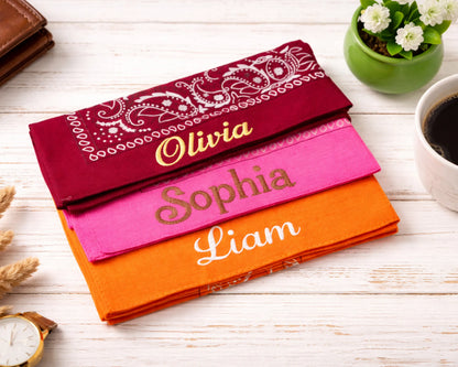 Custom Embroidered Cotton Bandana with Custom Name for Gifts & Events