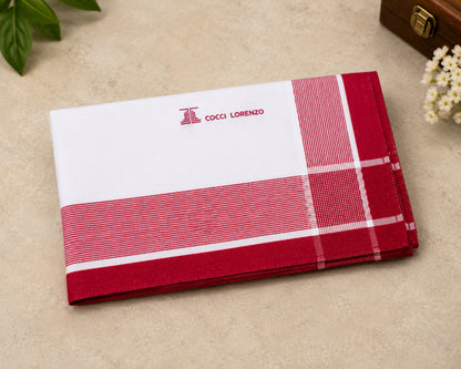Premium Men’s Cotton Handkerchiefs – White Hankies with Colour Borders, Pack of 6
