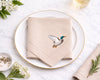 Set of 4 Cotton Dinner Napkins Embroidered Bird Design