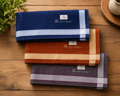 Men’s Cotton Handkerchiefs Pack of 12 Stylish Woven Border Design