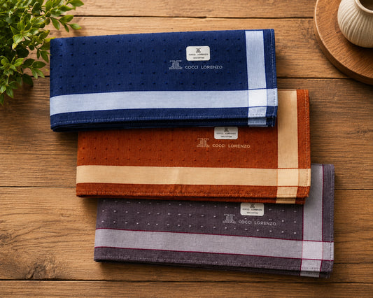 Men’s Cotton Handkerchiefs Pack of 12 Stylish Woven Border Design