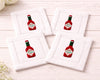 Set of 4 Embroidered Cotton Cocktail Napkins with Custom Initials and Design