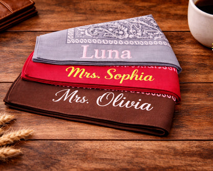 Personalized Embroidery Cotton Bandana with Name