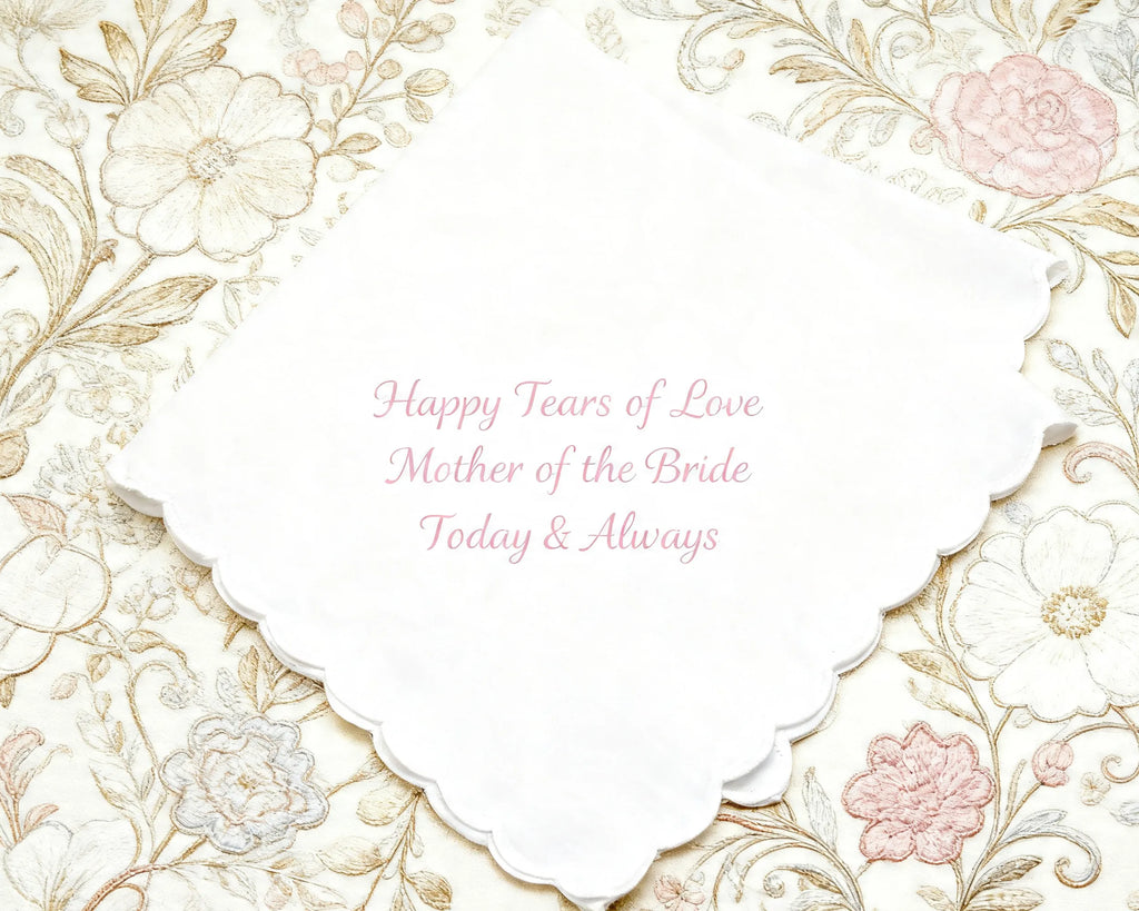 Scalloped Edge Embroidery Cotton Wedding Handkerchief for mother