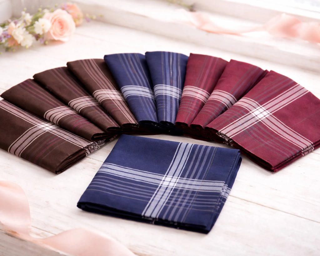 Premium Plaid Cotton Soft Durable Handkerchiefs Wholesale Pack