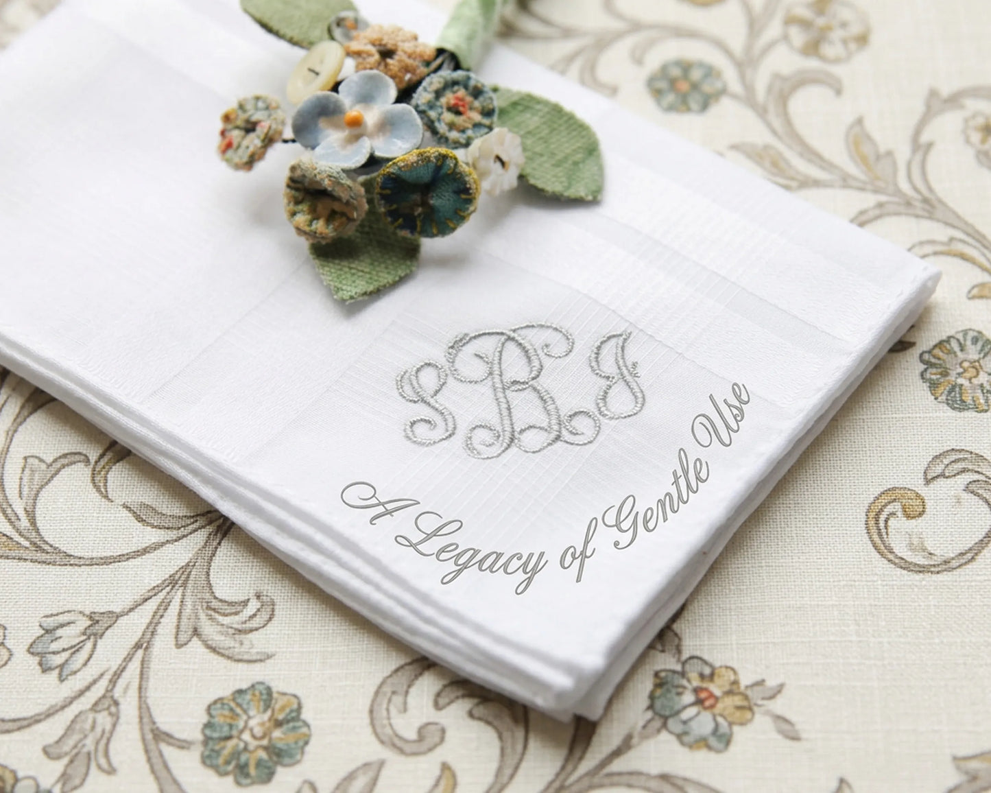 Custom Embroidered Monogrammed Cotton Hanky for Men