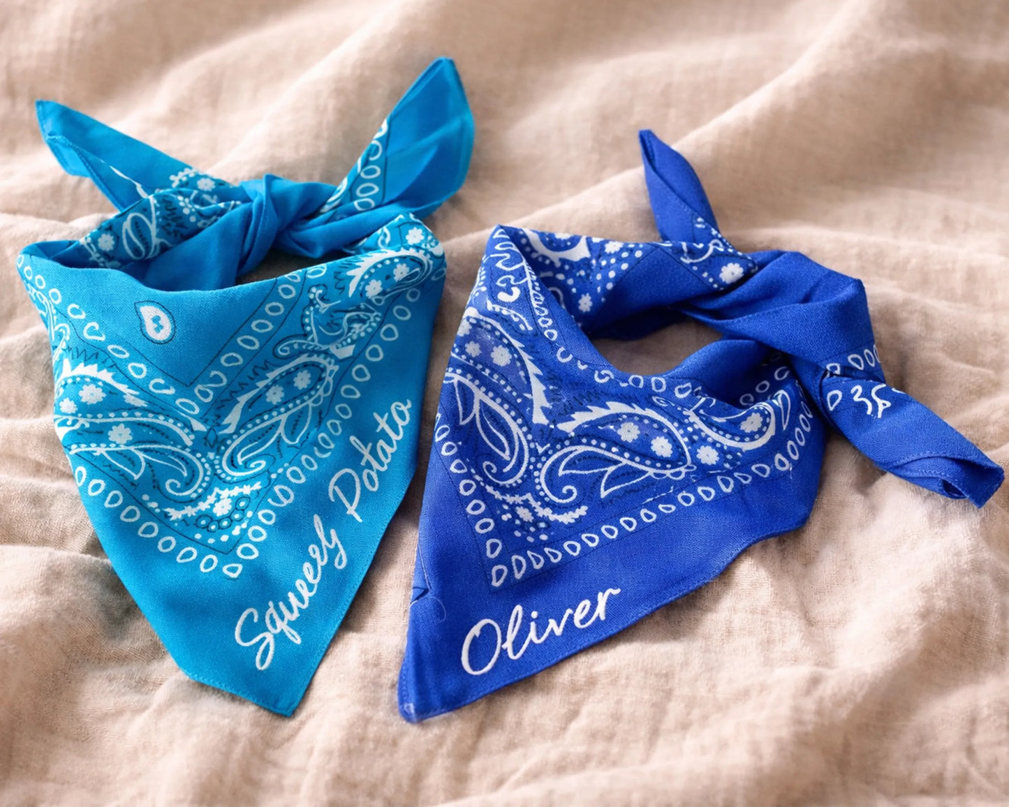 Embroidered Cotton Bandana with Personalized Name and Paisley Design