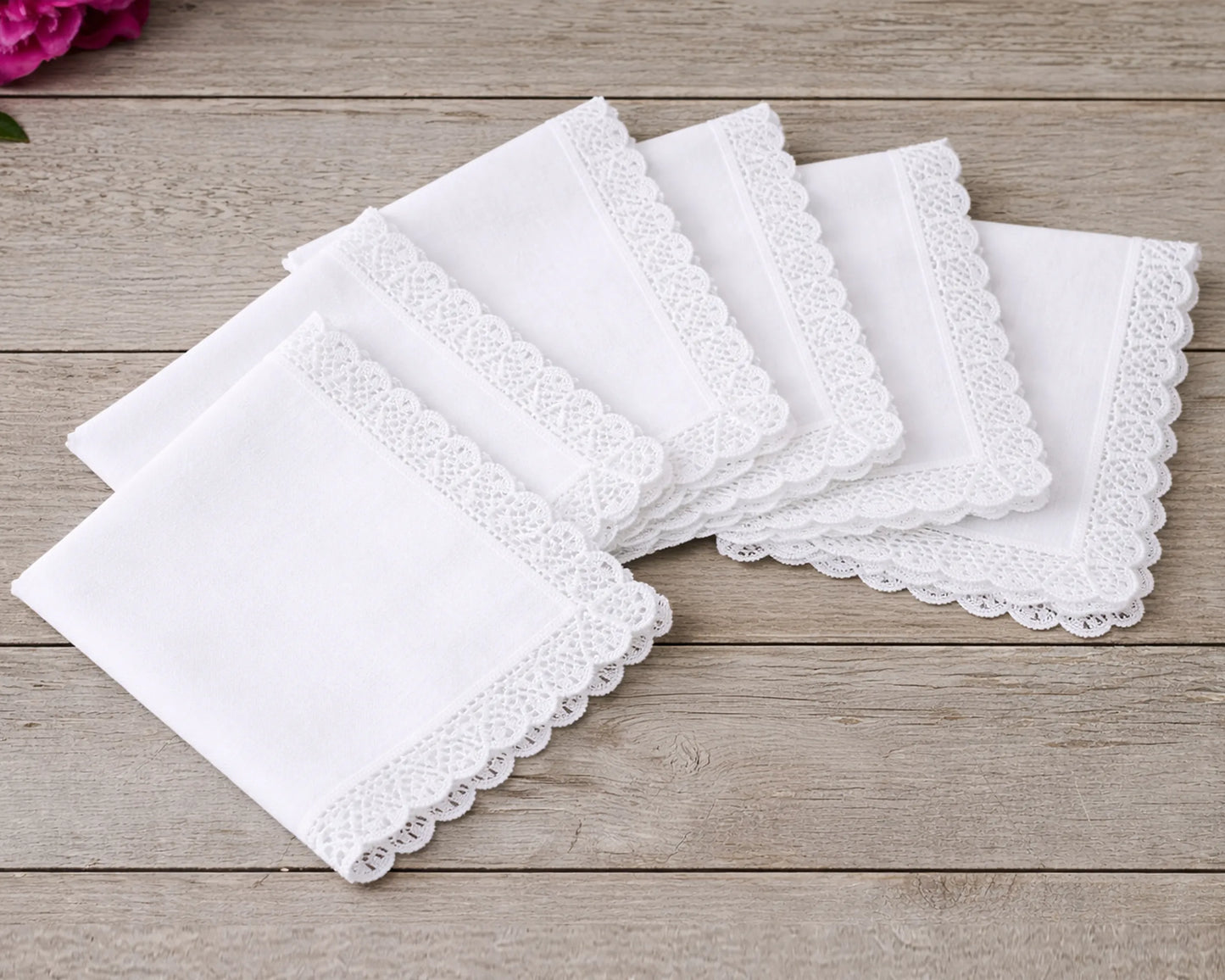 Wholesale White Lace Trim Cotton Soft Handkerchief Bulk Set