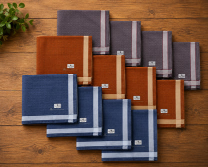 Men’s Cotton Handkerchiefs Pack of 12 Stylish Woven Border Design