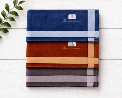 Men’s Cotton Handkerchiefs Pack of 6 Soft Textured Border Hankies