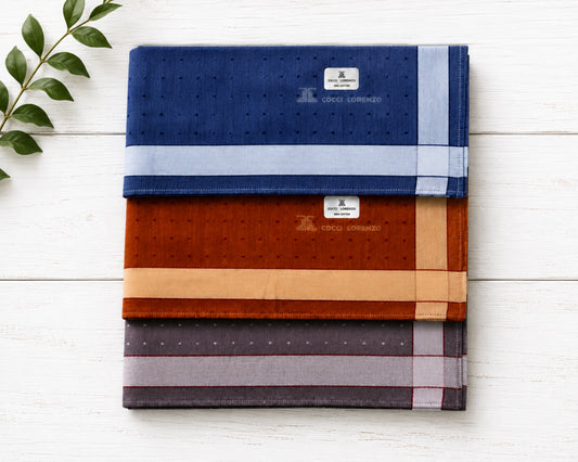 Men’s Cotton Handkerchiefs Pack of 6 Soft Textured Border Hankies