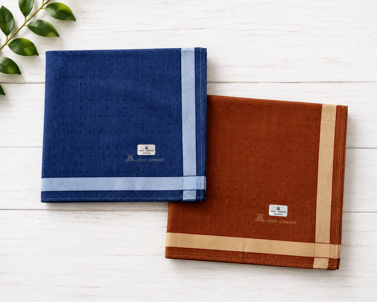 Men’s Cotton Handkerchiefs Pack of 6 Soft Textured Border Hankies