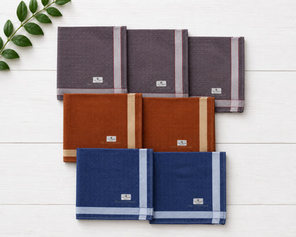 Men’s Cotton Handkerchiefs Pack of 6 Soft Textured Border Hankies