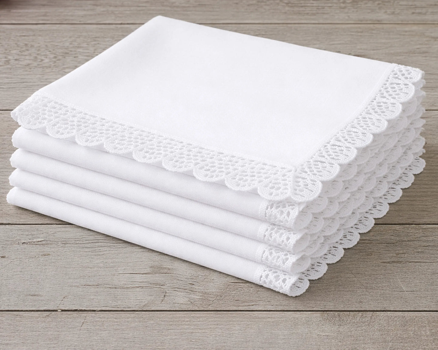 Wholesale White Lace Trim Cotton Soft Handkerchief Bulk Set