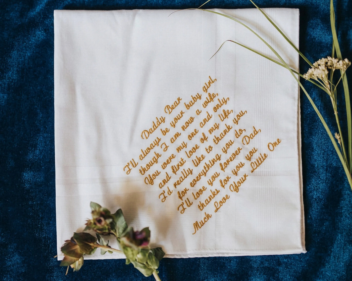 Custom Message Wedding Cotton Handkerchief for Father of the Bride