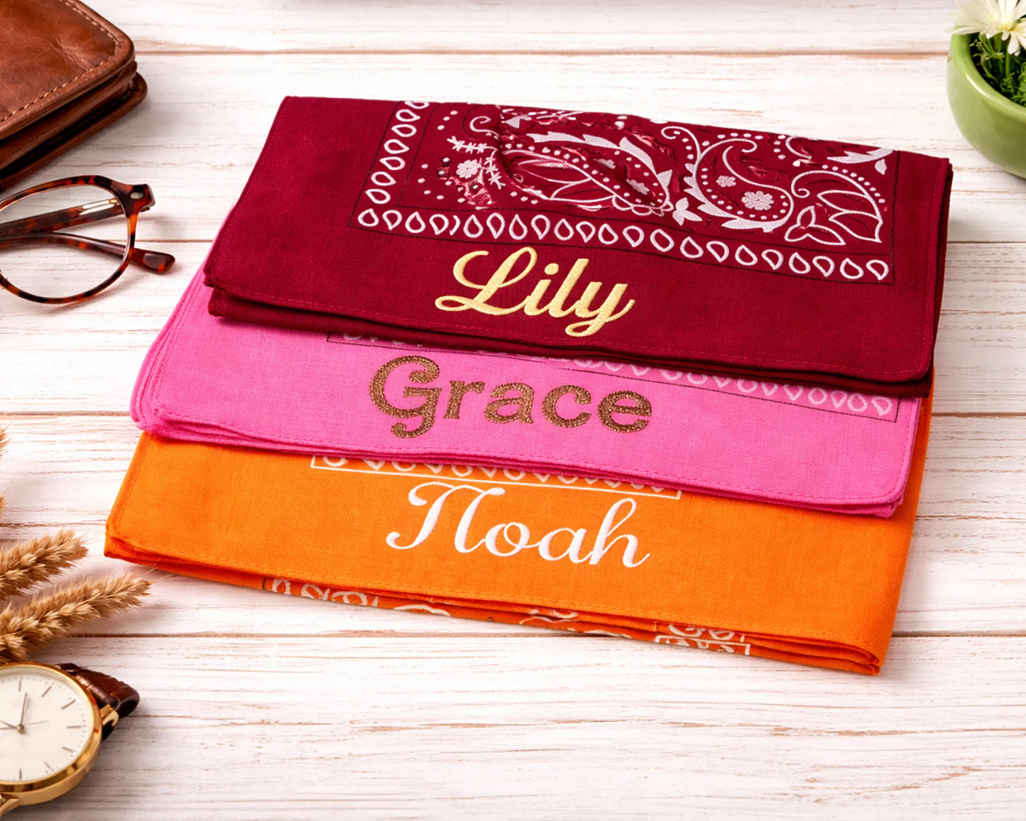Custom Embroidered Cotton Bandana with Custom Name for Gifts & Events