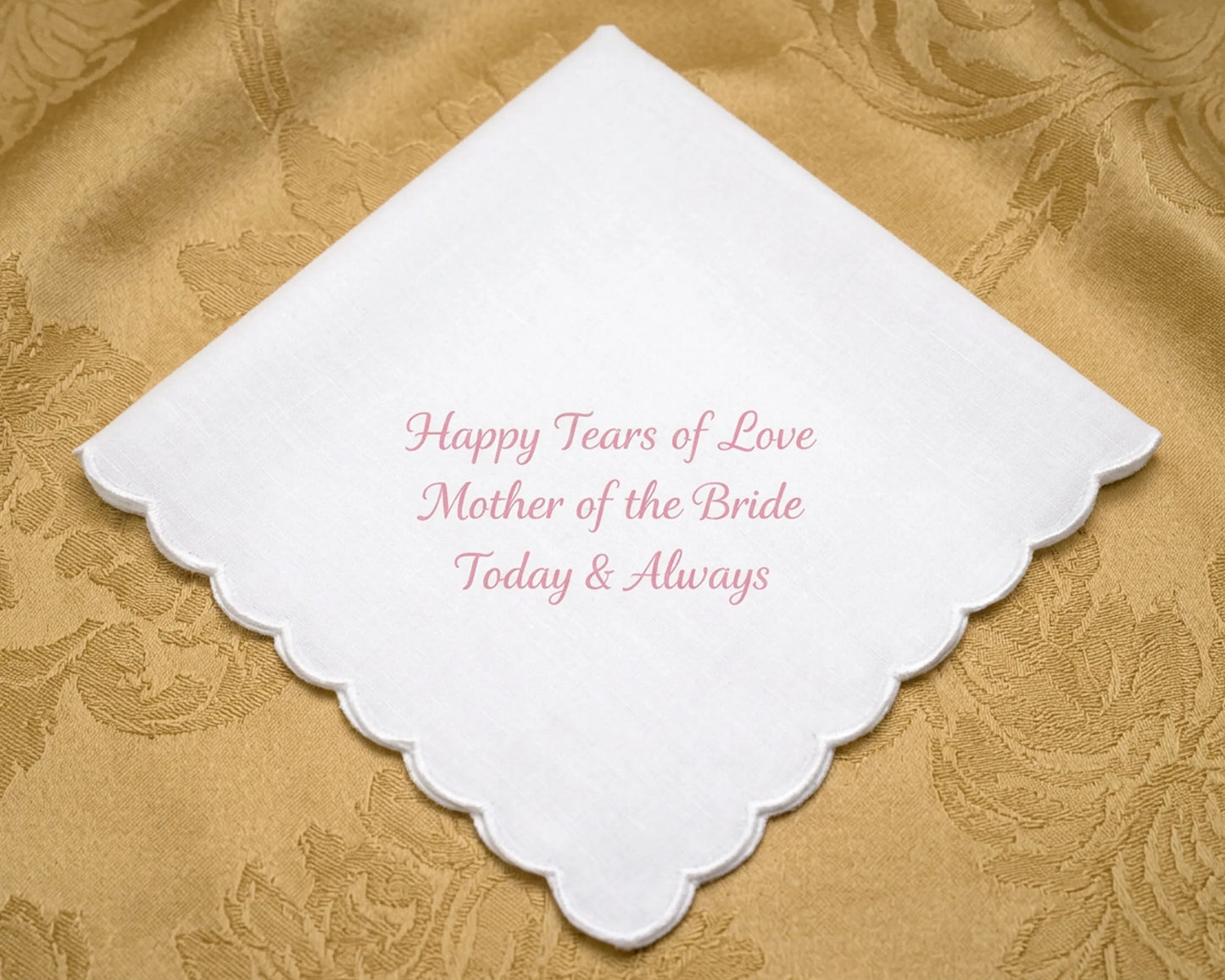 Scalloped Edge Embroidery Cotton Wedding Handkerchief for mother