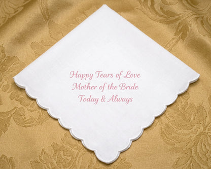 Scalloped Edge Embroidery Cotton Wedding Handkerchief for mother