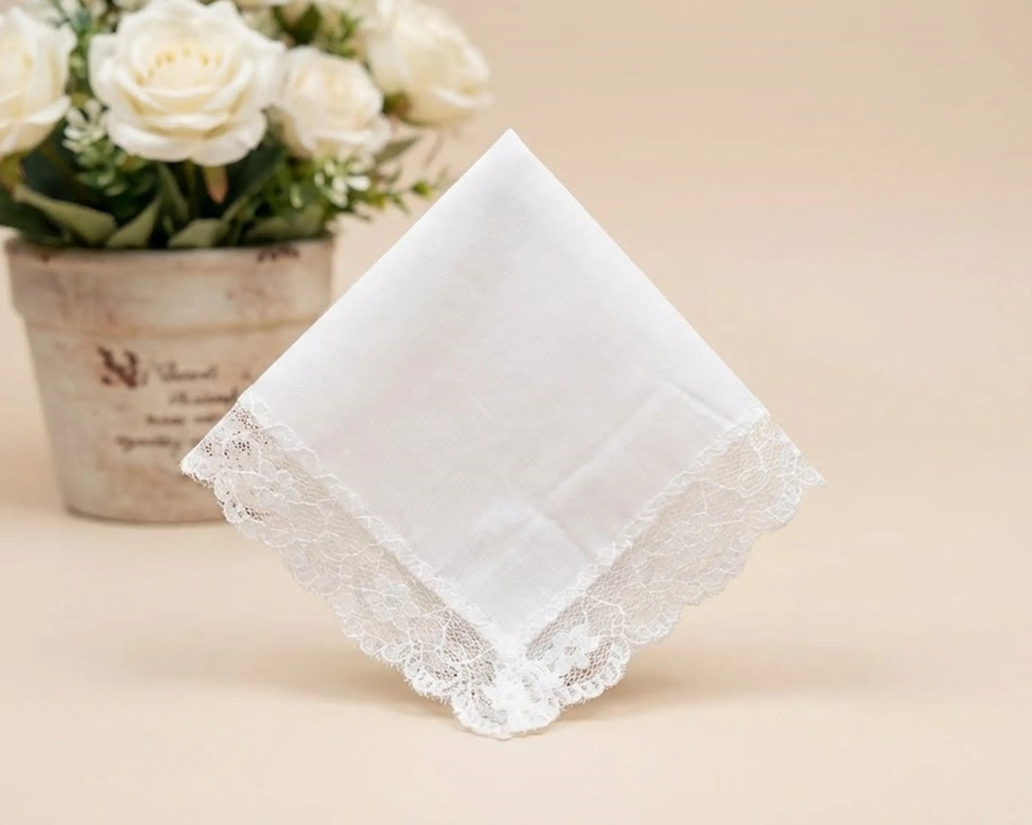 Elegant White Cotton Lace Ladies Hanky