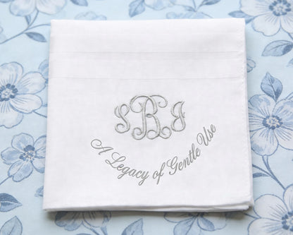 Custom Embroidered Monogrammed Cotton Hanky for Men