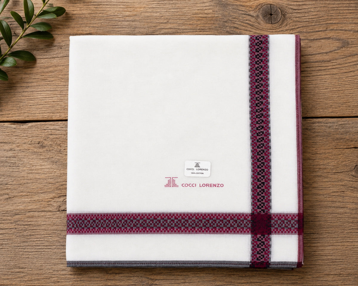 Men’s Cotton Hankies Pack of 12 Classic Multicolor Check Border