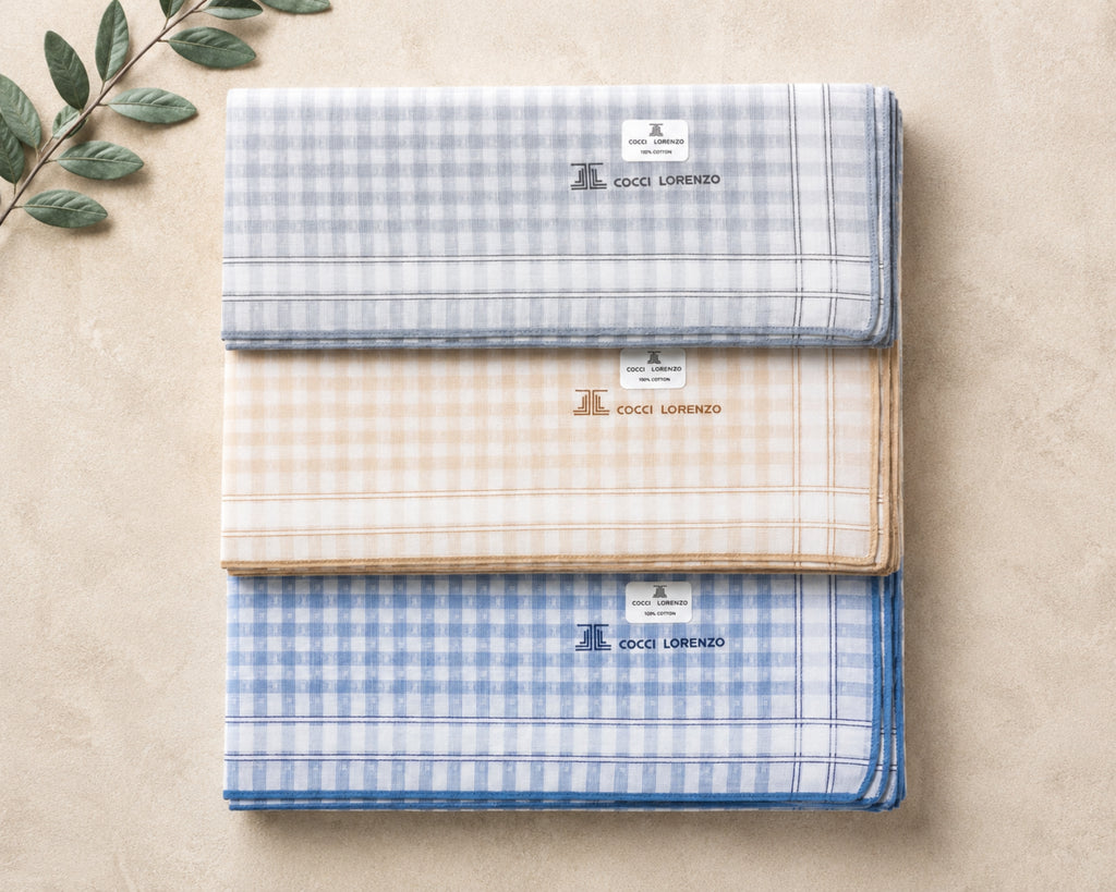 Men’s Classic Check Pattern Cotton Handkerchiefs Pack of 12