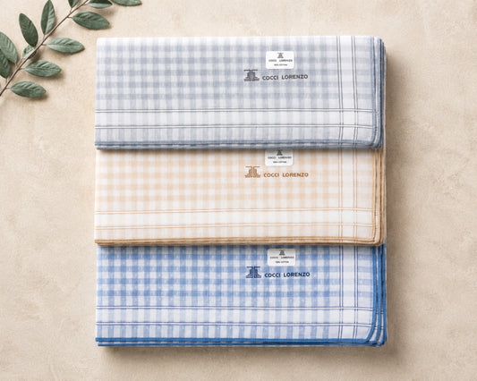 Men’s Classic Check Pattern Cotton Handkerchiefs Pack of 12