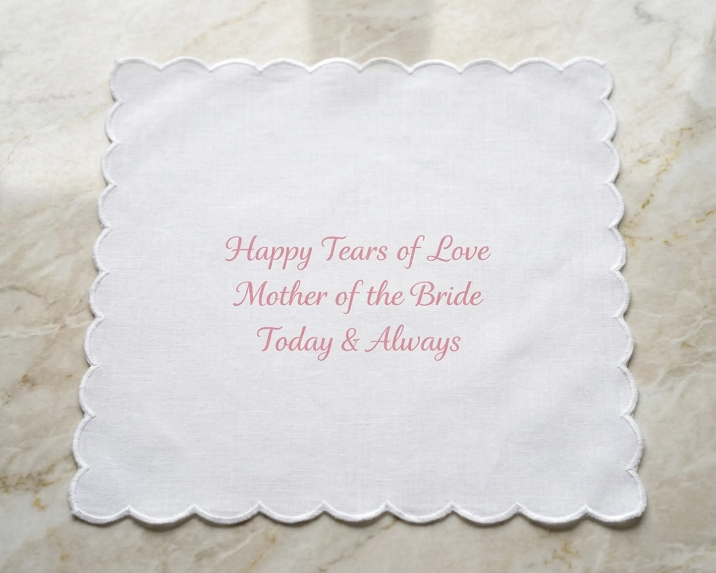 Scalloped Edge Embroidery Cotton Wedding Handkerchief for mother