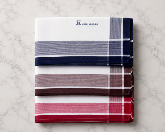 Men’s Cotton Classic Striped Border Handkerchiefs Pack of 12